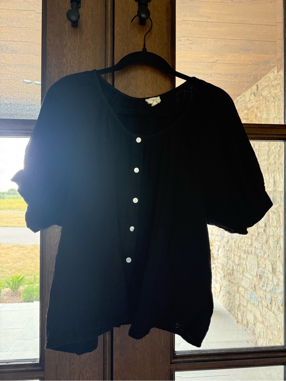 MAREA Black Women's Button-Front Blouse